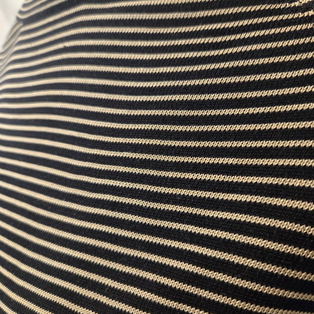 100% Silk Womens Striped Top Black Tan Elegant Blouse Soft Drape Sz Small - Picture 4 of 6